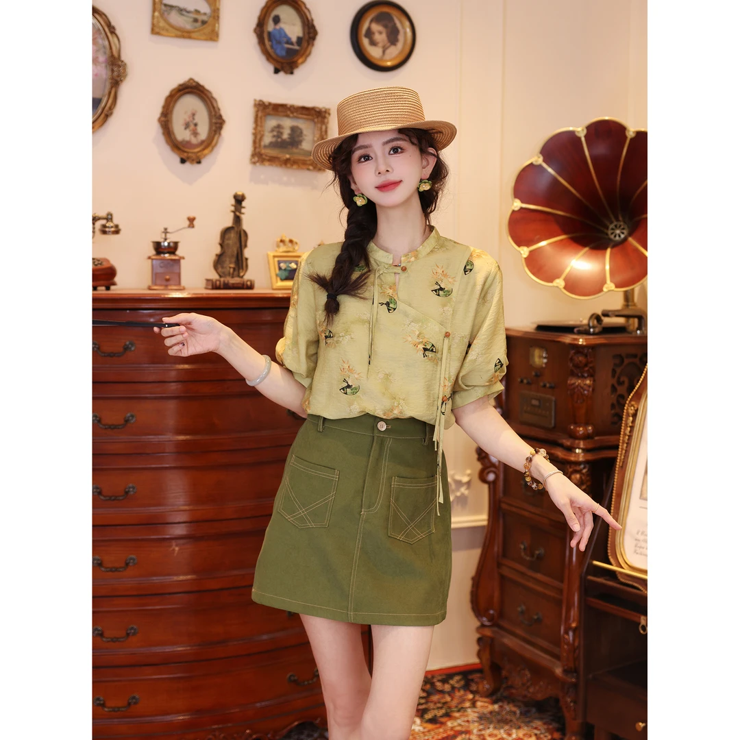 陈大器【厢房梦】新中式夏季女款休闲衬衫小个子宽松上衣JS1113382
