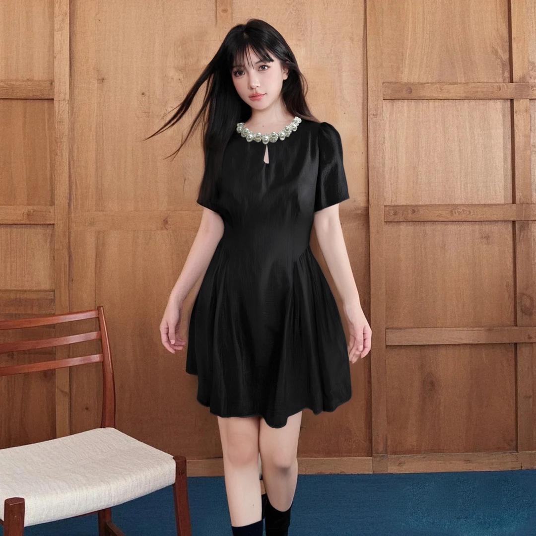 C2025高贵气质名媛风连衣裙女夏季新款小香风高级感小短裙D0774