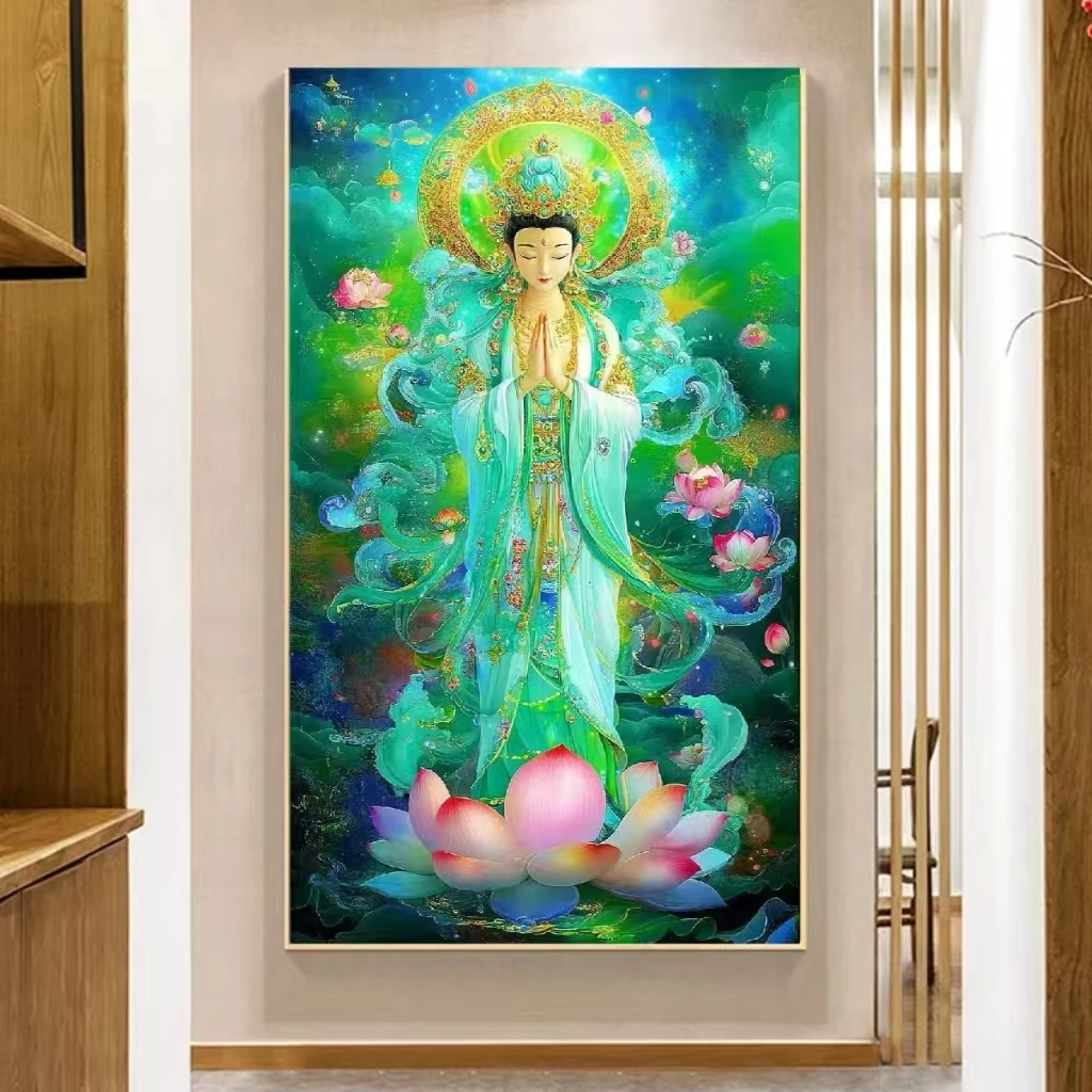 预售定制十字绣原创版权玉观音小格94*54没绣的f2052