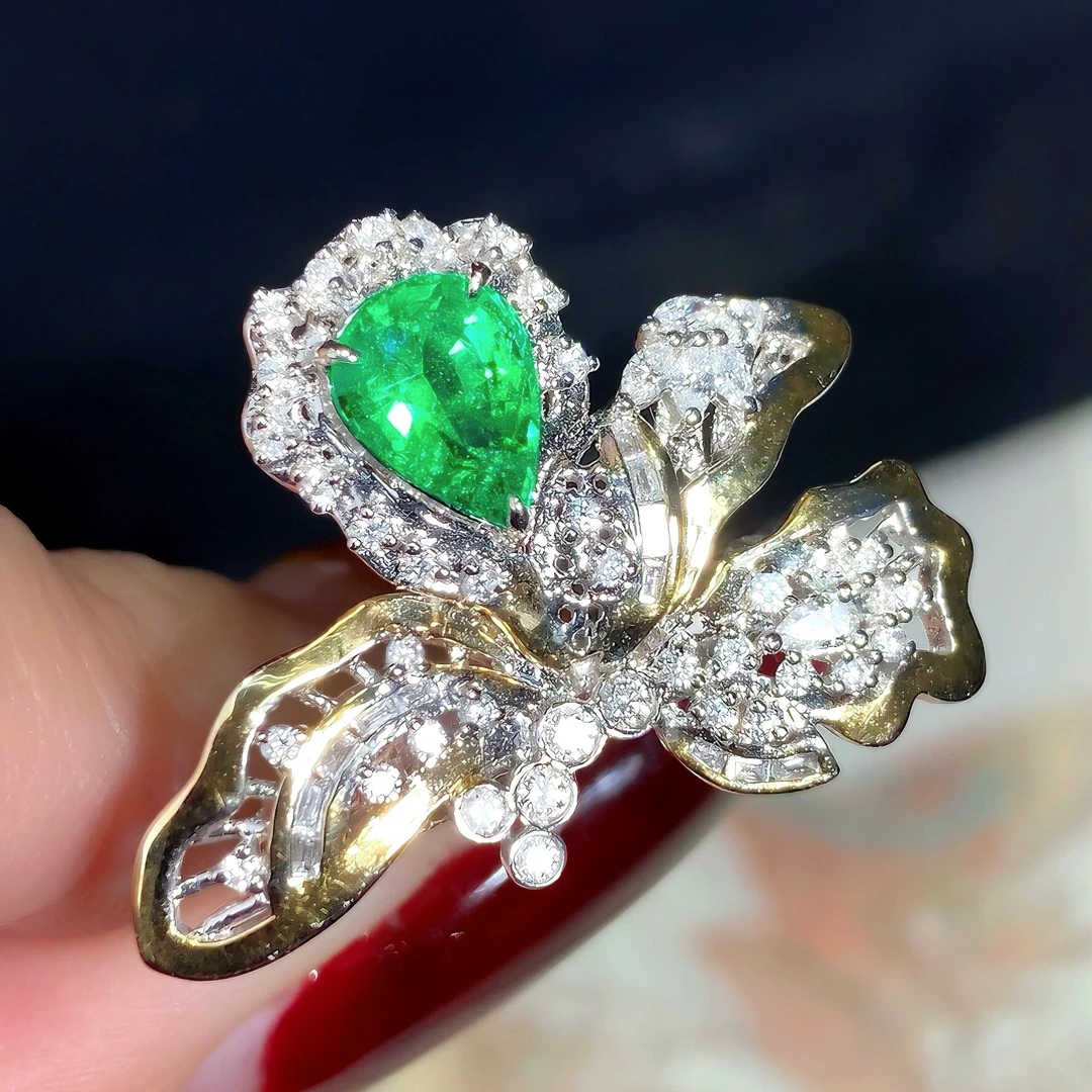 YIYI Fine Jewelry · 1ct祖母绿戒指18k金钻石附GRC证