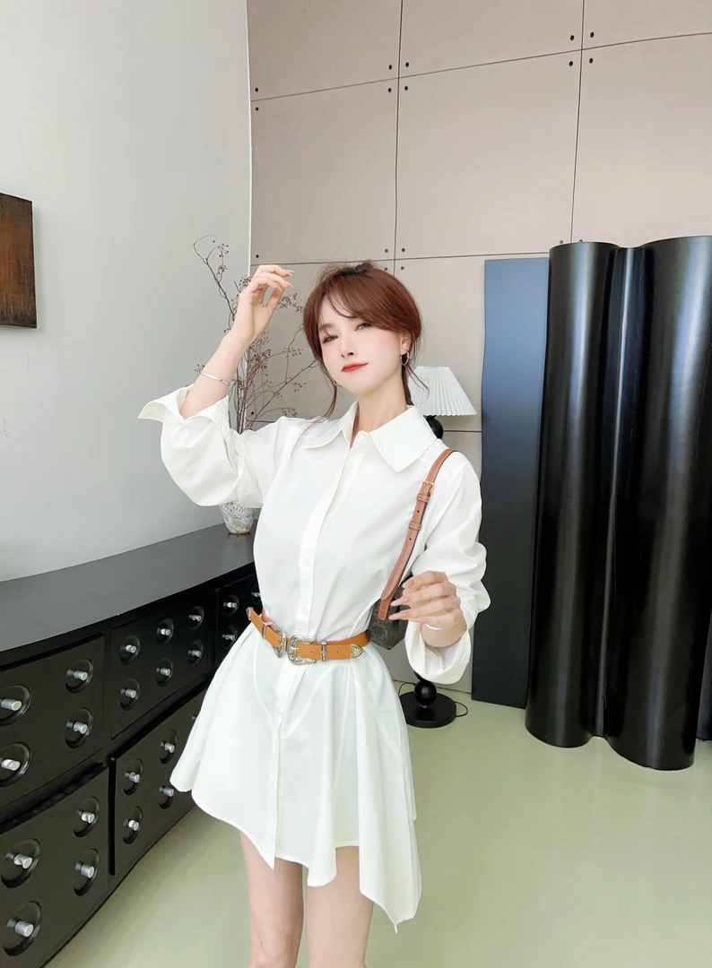 【不失调性白衬衫】情绪补给款 自带比例衬衫裙/腰带#8536