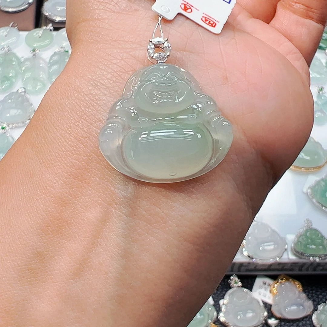 吊坠(不含链)18K金镶嵌翡翠佛公