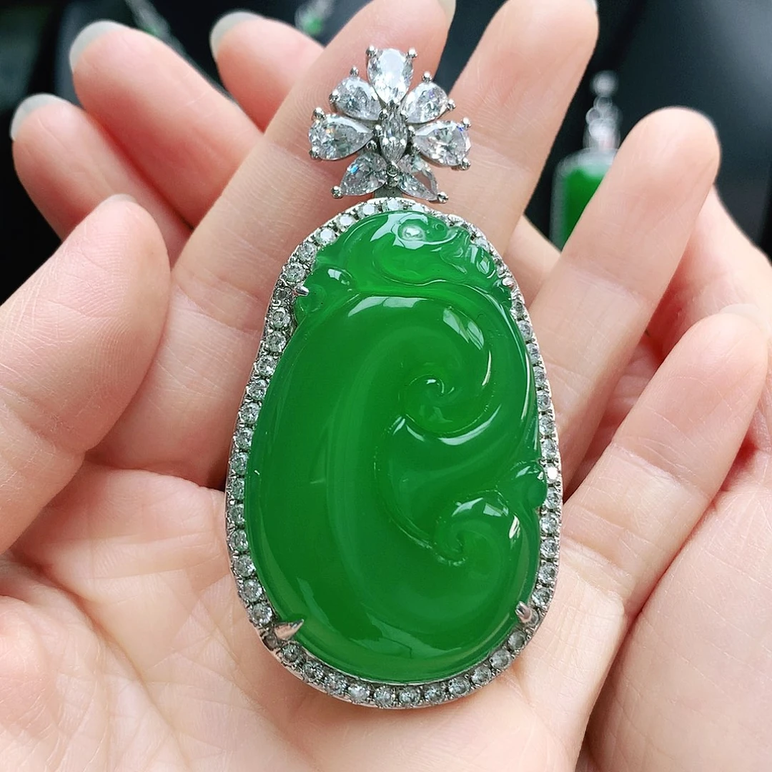 玛瑙/玉髓银S925镶嵌吊坠