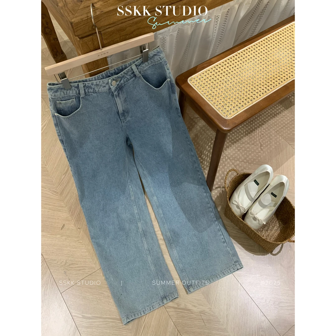 KMZY/KMZY山_山【city氧气裤】韩版复古宽松高腰显瘦牛仔裤女装