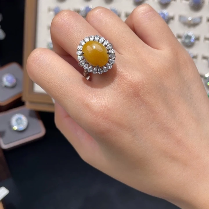 翡翠银S925镶嵌戒指