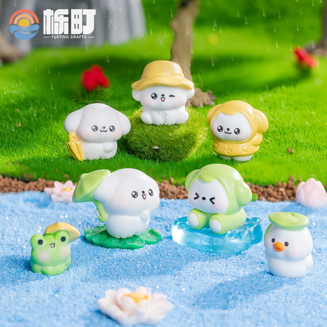 【双许愿+九宫格】雨天快乐小狗可爱卡通创意车载桌面摆件饰品玩具