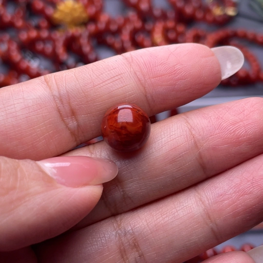 南红玛瑙未镶嵌其他11.7mm火焰纹单珠