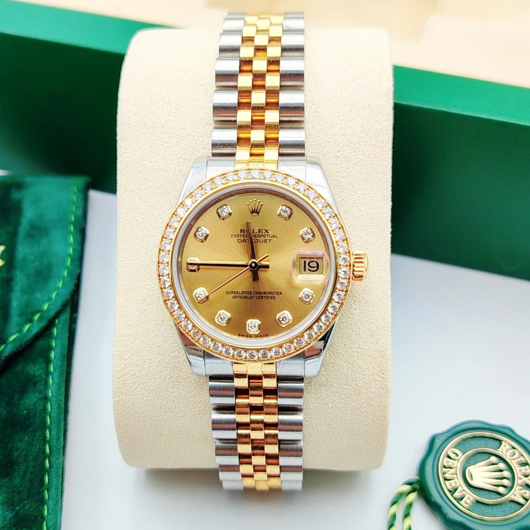 99新 Rolex/劳力士 日志系列178383/31mm/金盘/自动机芯/女表全套