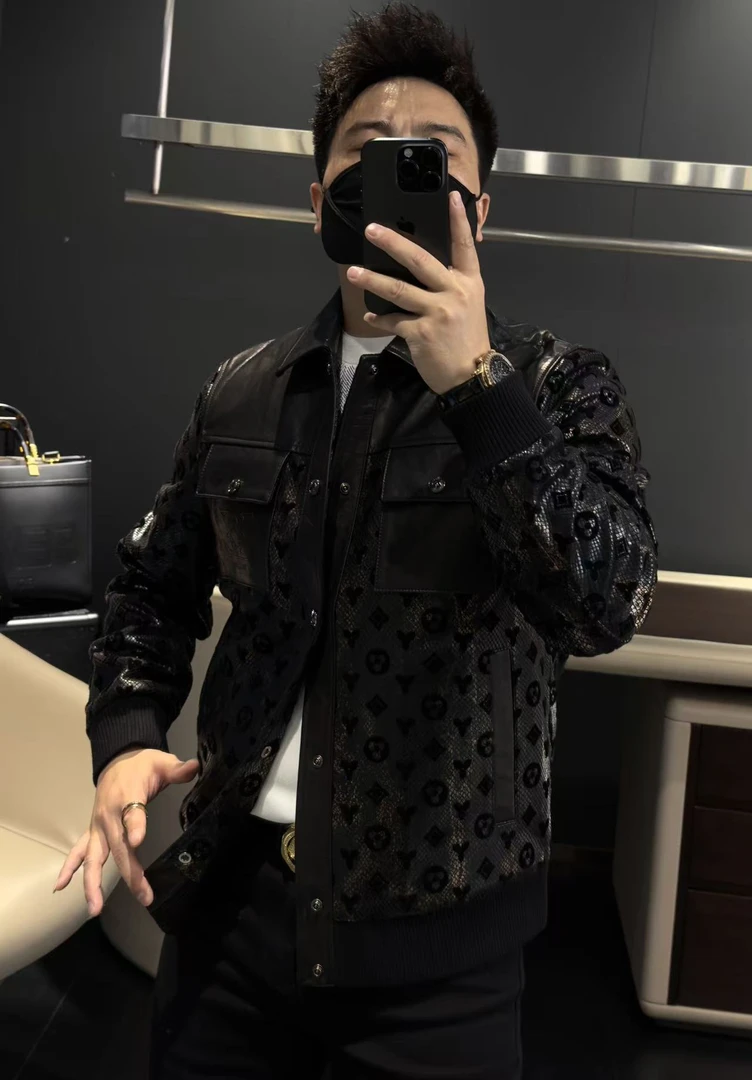 【马哥严选】2025秋季翻领通勤风植绒加棉夹克时尚男装春秋季休闲