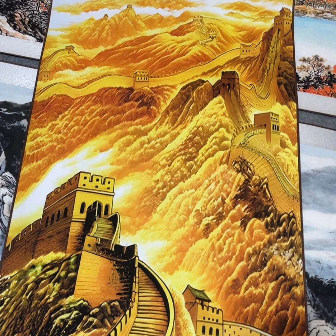 金色长城三尺竖幅东方美学装饰画1.4
