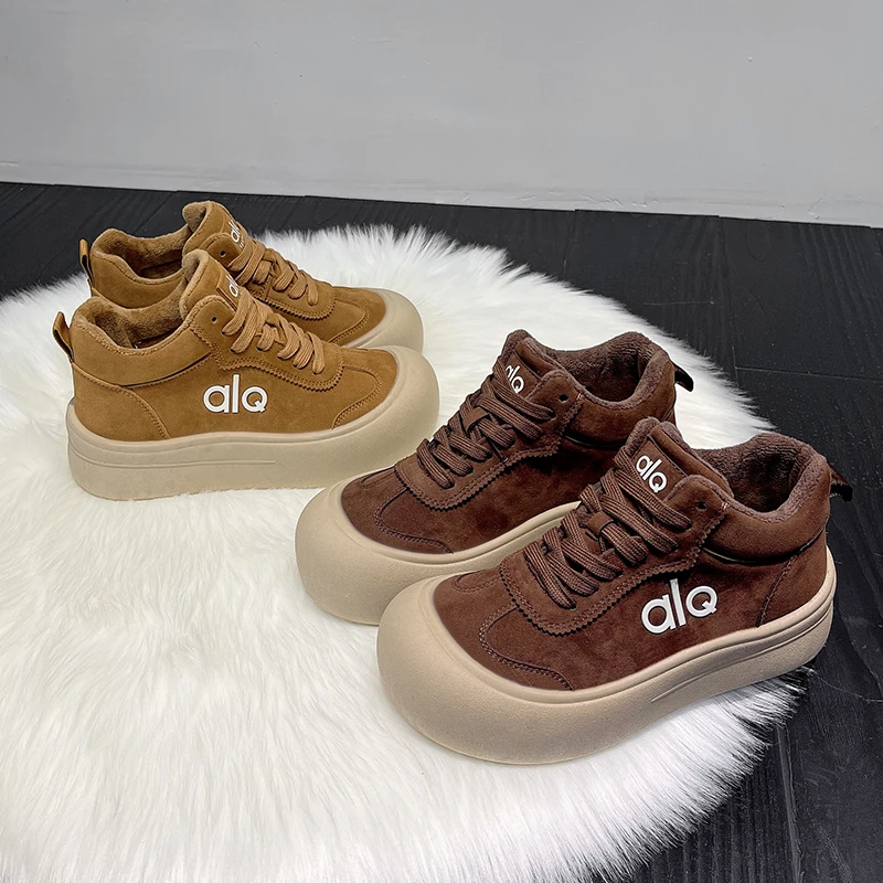 高帮2025年板鞋女厚底加绒休闲运动鞋软底百搭时尚增高透气女鞋
