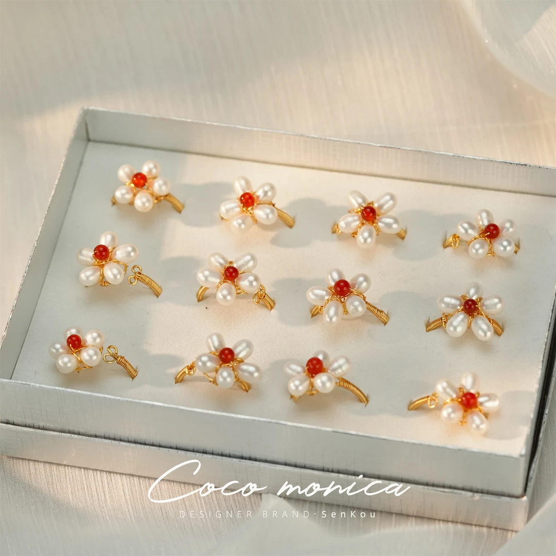 【小霞珠宝】玛瑙天然淡水珍珠戒指气质轻奢时尚简约WE100