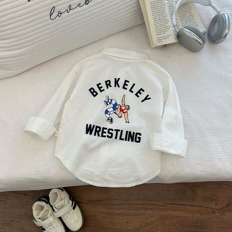 【集合】男童春季新品经典条纹白熊纯棉长袖衬衣卡通宝宝韩版衬衫