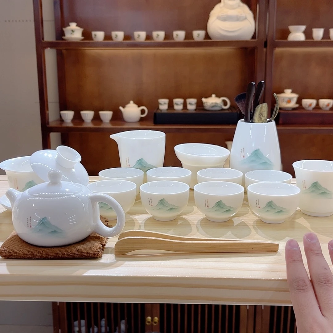 瓷片玄致羊脂玉瓷茶具套装