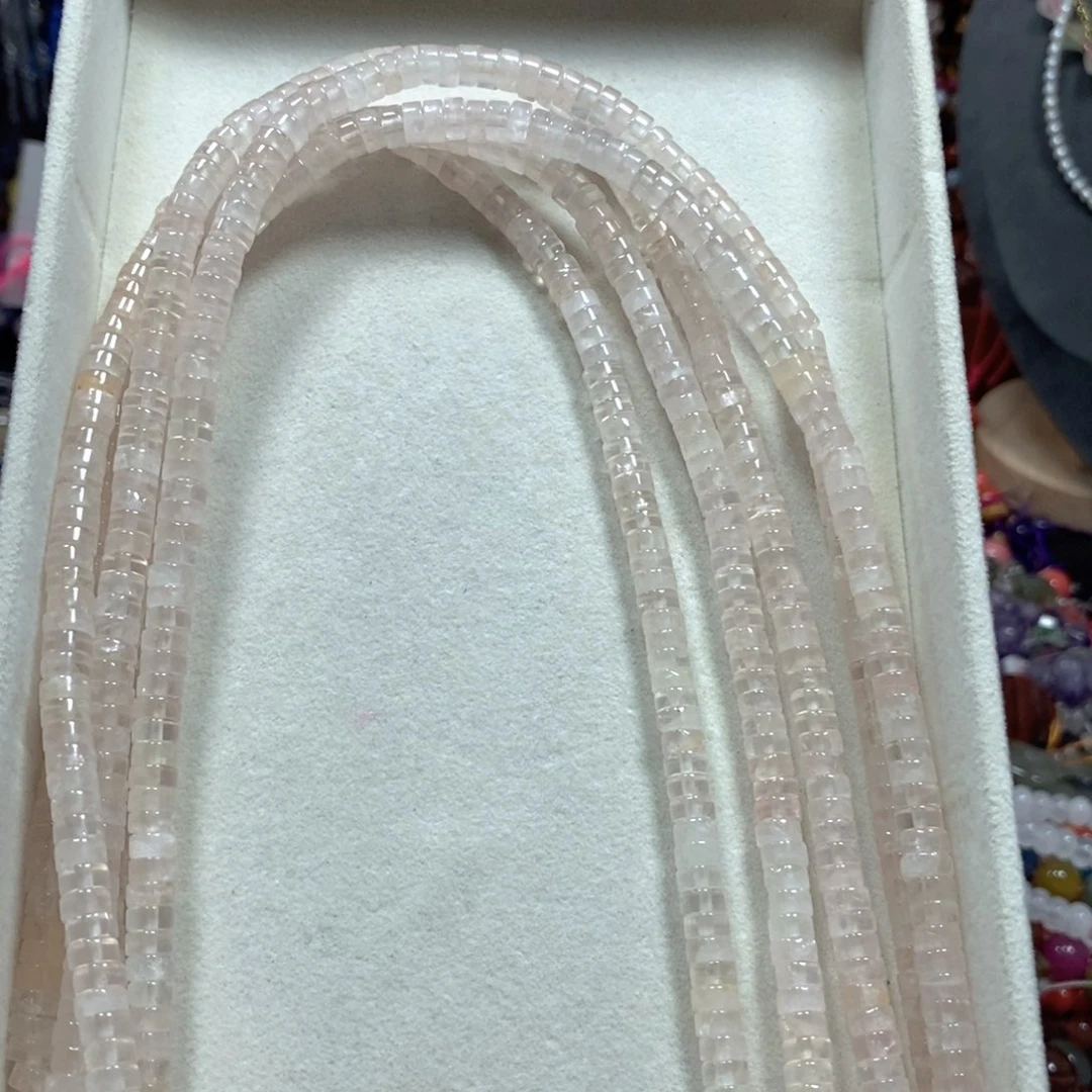 玛瑙/玉髓合金珠宝半成品天然粉水晶直切一条卡6mm
