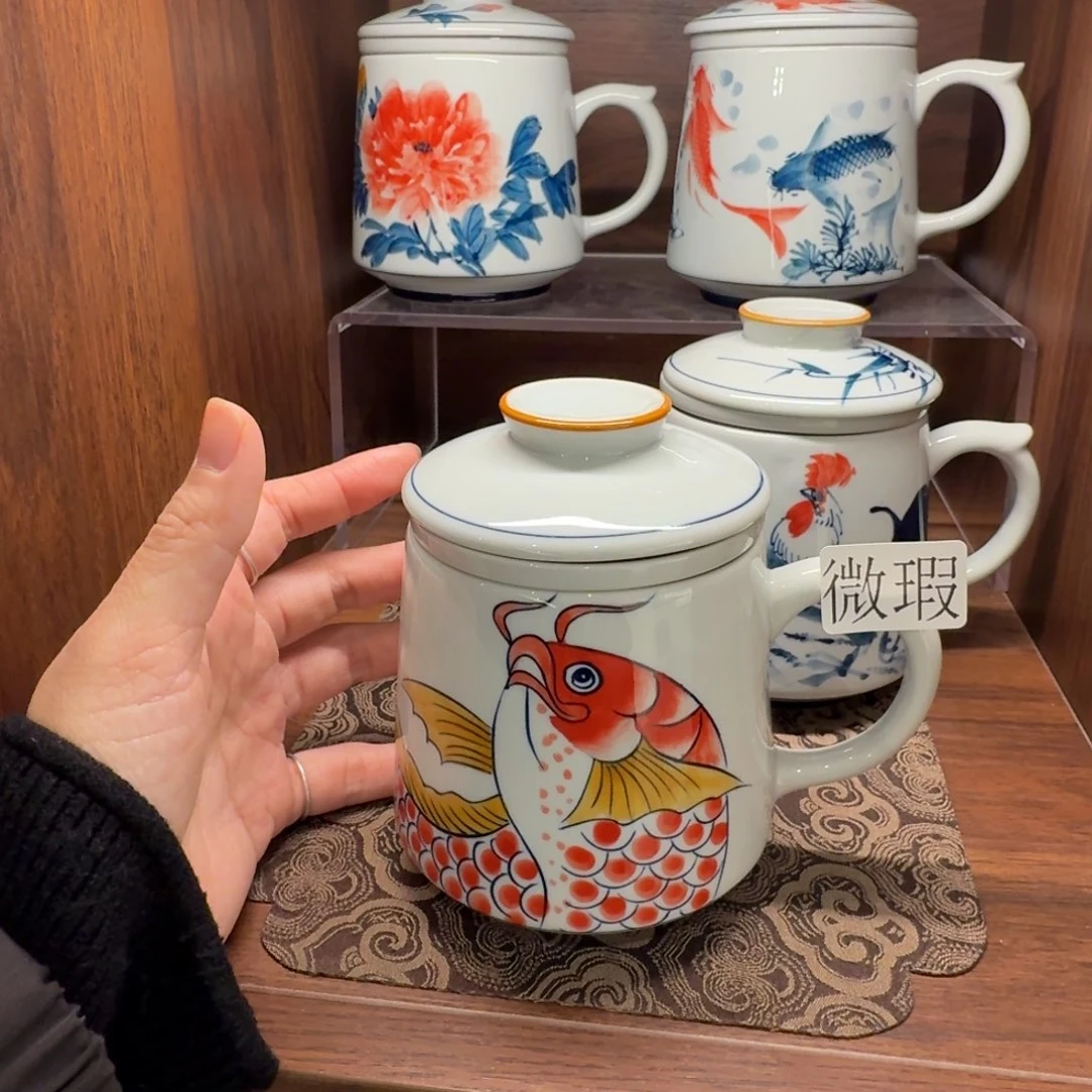 釉下手绘茶具微瑕