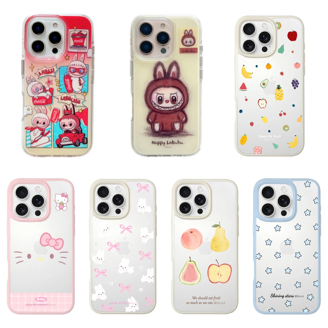 新款圆边太空壳可爱线条素描棕色拉布布适用苹果16-13创意手机壳