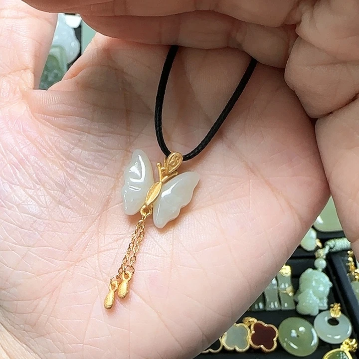 和田玉银S925镶嵌吊坠(不含链)