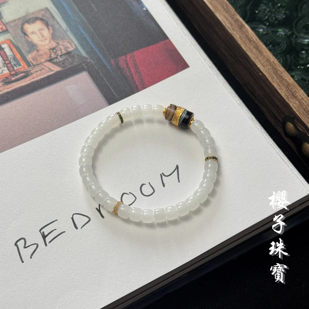 樱子 | 夏禾 和田玉白玉直切时尚百搭手串*YZHS1868多样性发一