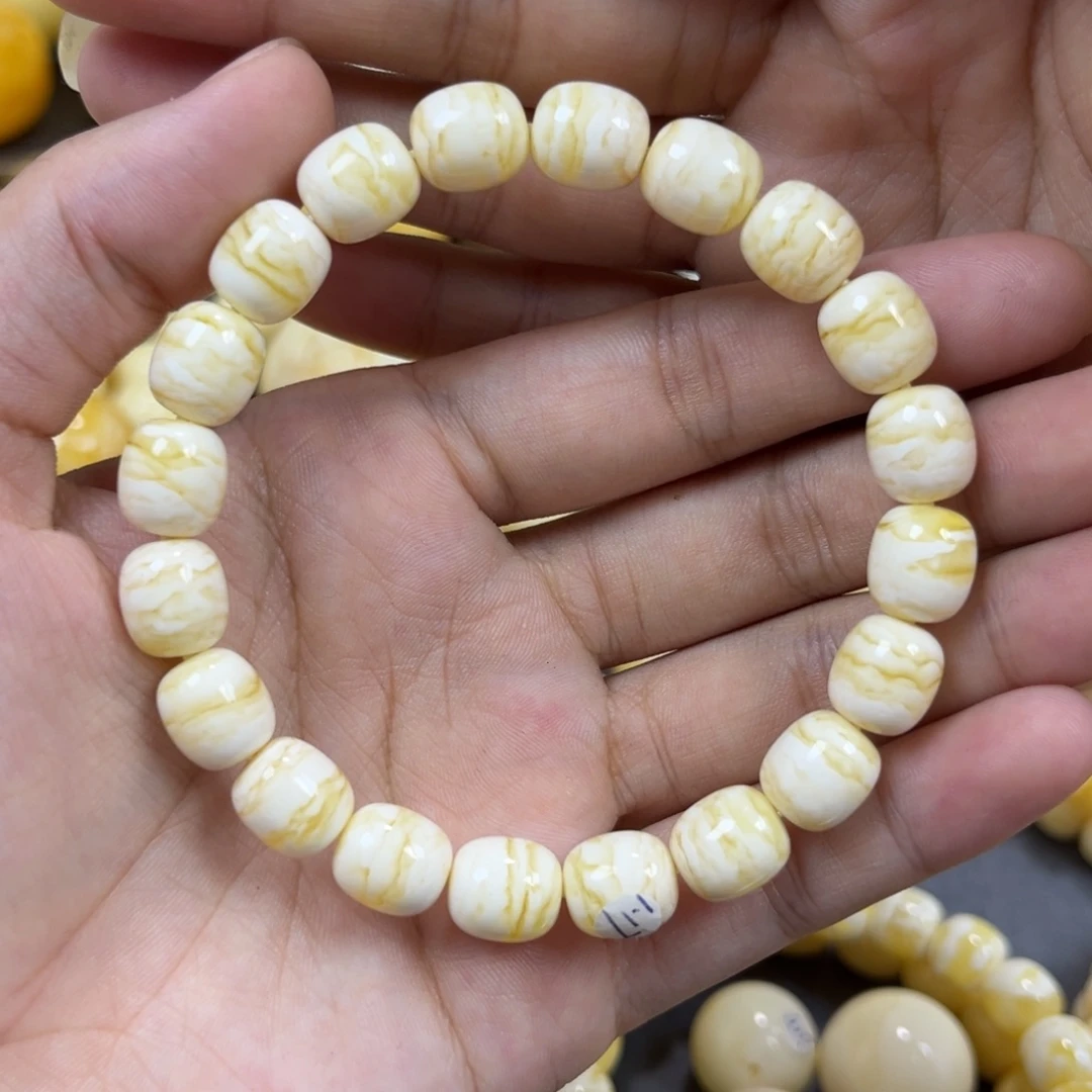 琥珀未镶嵌手串同料枣珠手串9.2mm