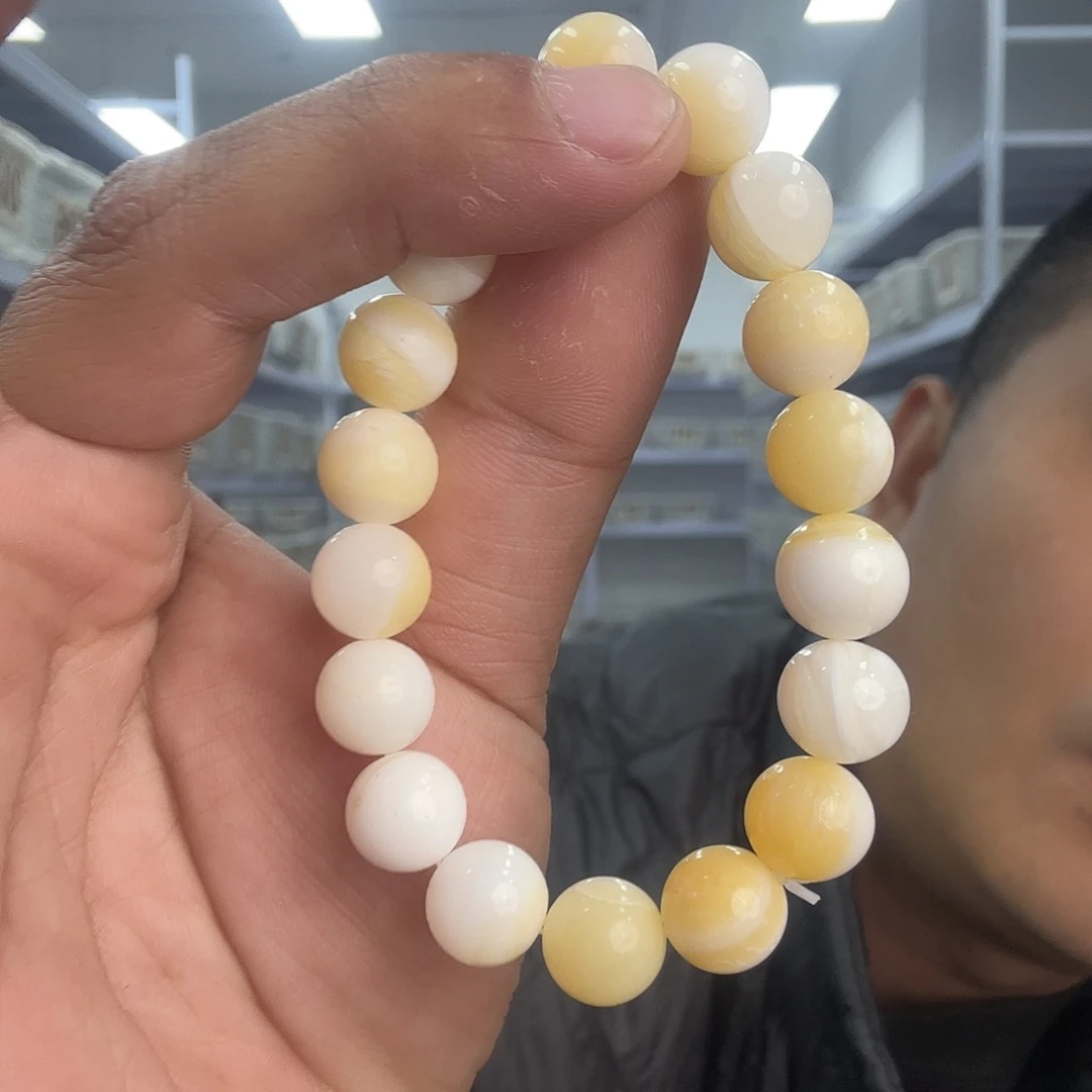 白玉菩提手串10玉华黄