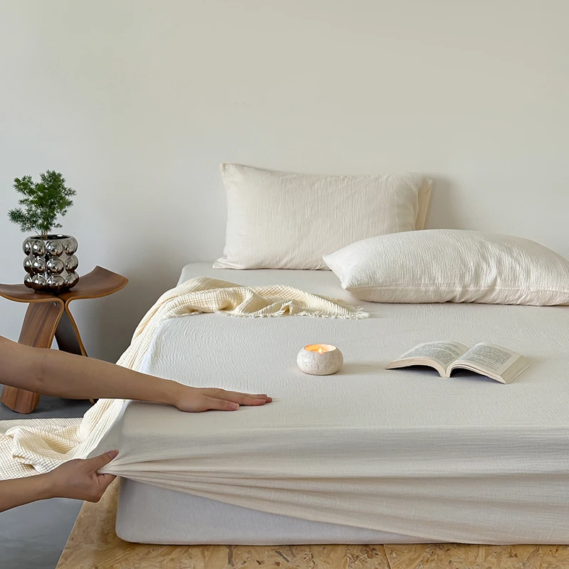 美拉德A类裸睡双层皱皱纱单床单床笠单品枕套