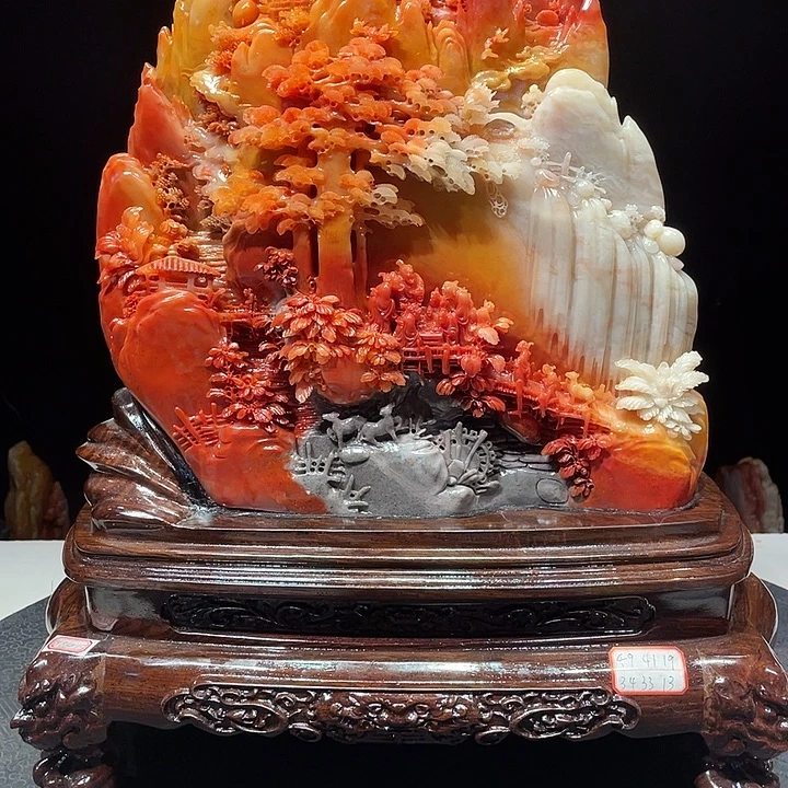 刘***晨寿山石山水画作品