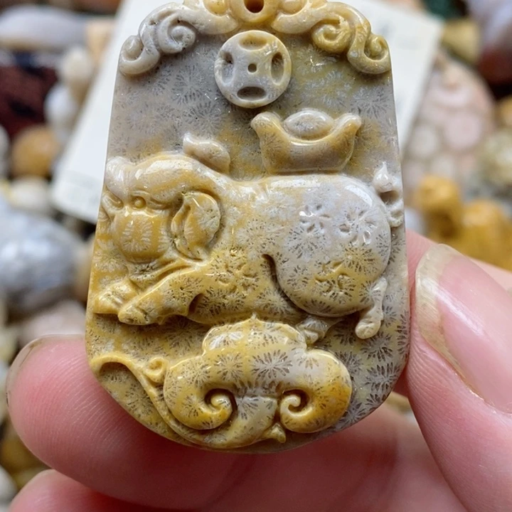 颈饰未镶嵌硅化珊瑚（珊瑚玉）有瑕 小