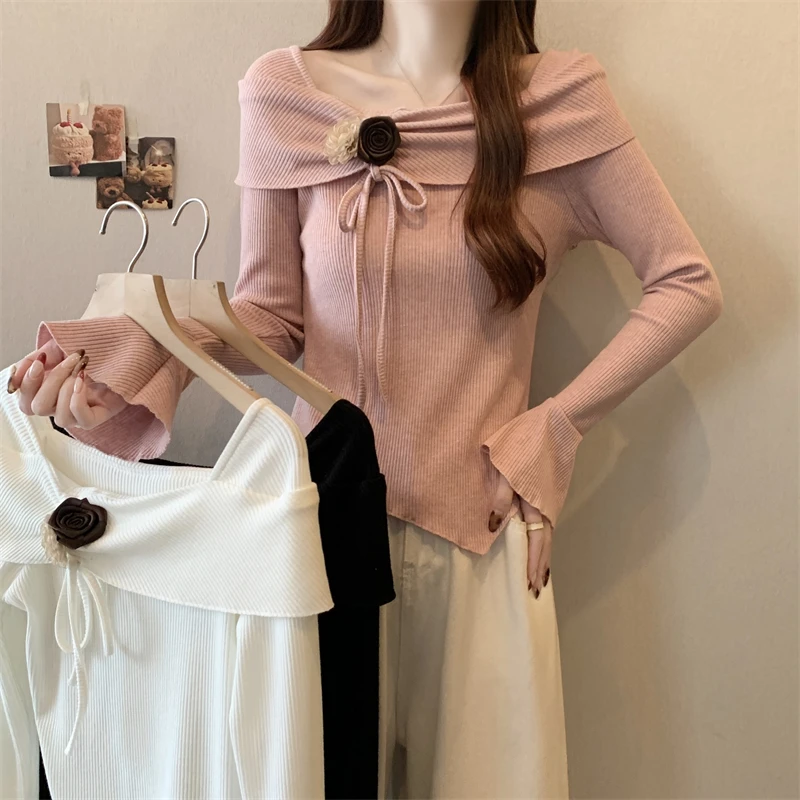 大码女装2025春季新款时尚花朵抽绳不规则长袖上衣1695