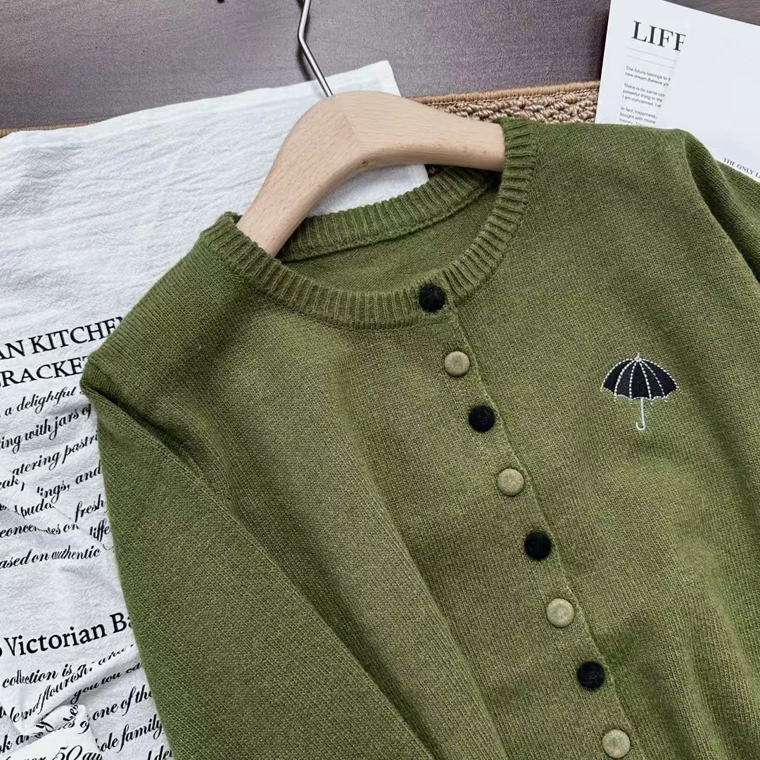 浣熊雨伞！！厚款外套~撞色植绒扣 螺纹收边#针织衫Y8609