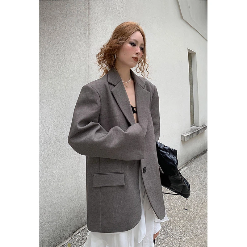 洛边【无名】设计师原创秋冬新款百搭羊毛西装服外套上衣小众女