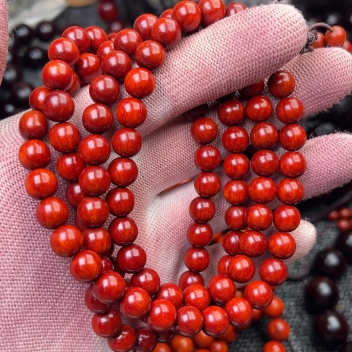 手串/手链染料紫檀（血檀）鸡血红泥料