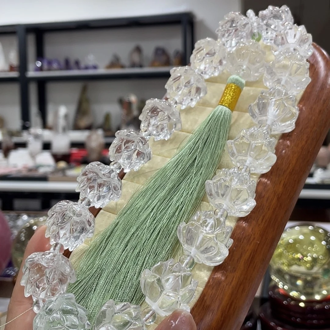 水晶珠宝半成品未镶嵌24mm莲花手持 家挂