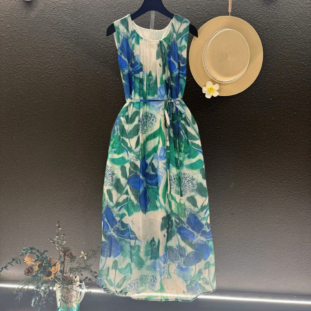 【♡热带雨林♡】轻奢高腰长款连衣裙时尚气质裙子