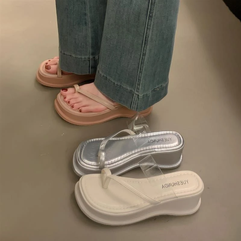 网红时尚百搭矮子乐厚底凉鞋2025新款夏季增高小个子外穿34拖鞋