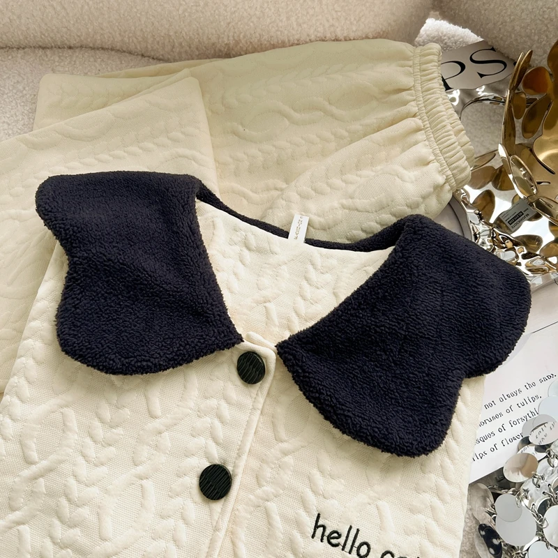 2025胖mm加大加肥新款睡衣女款秋冬保暖空气夹层加厚女长袖家居服