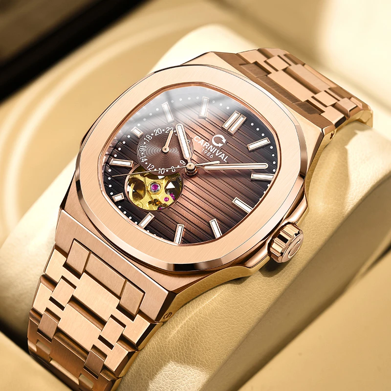 嘉年华carnival全自动机械表男表夜光防水商务百搭奢华腕表8159