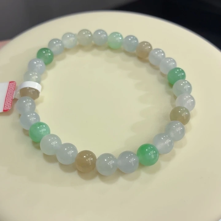 翡翠未镶嵌手链冰胶多宝卡6.8