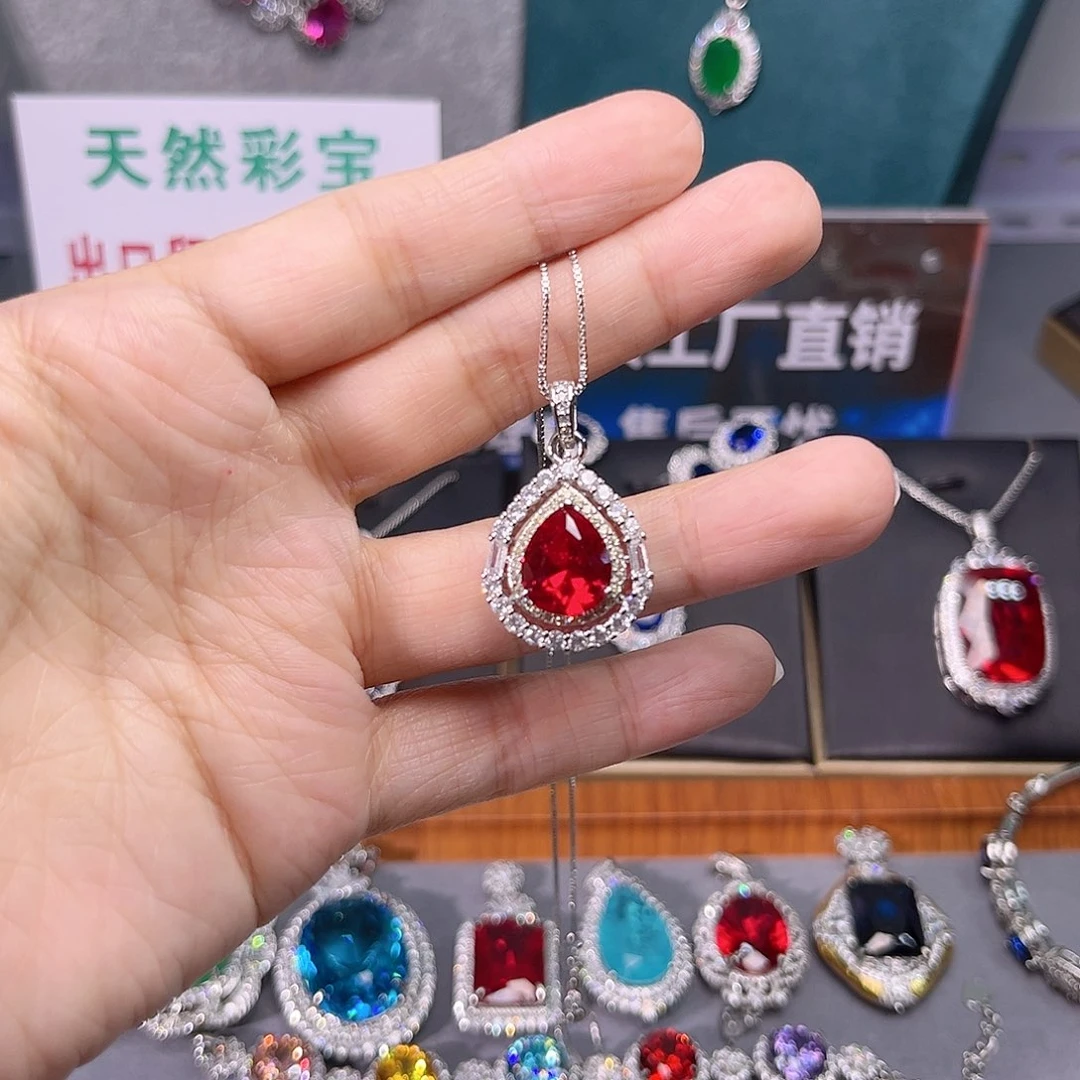 红宝石戒指银S925镶嵌87