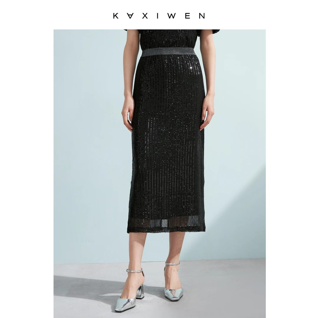 【达人专属】气质感中长款亮片半裙时尚设计感裙子K05AQS2391