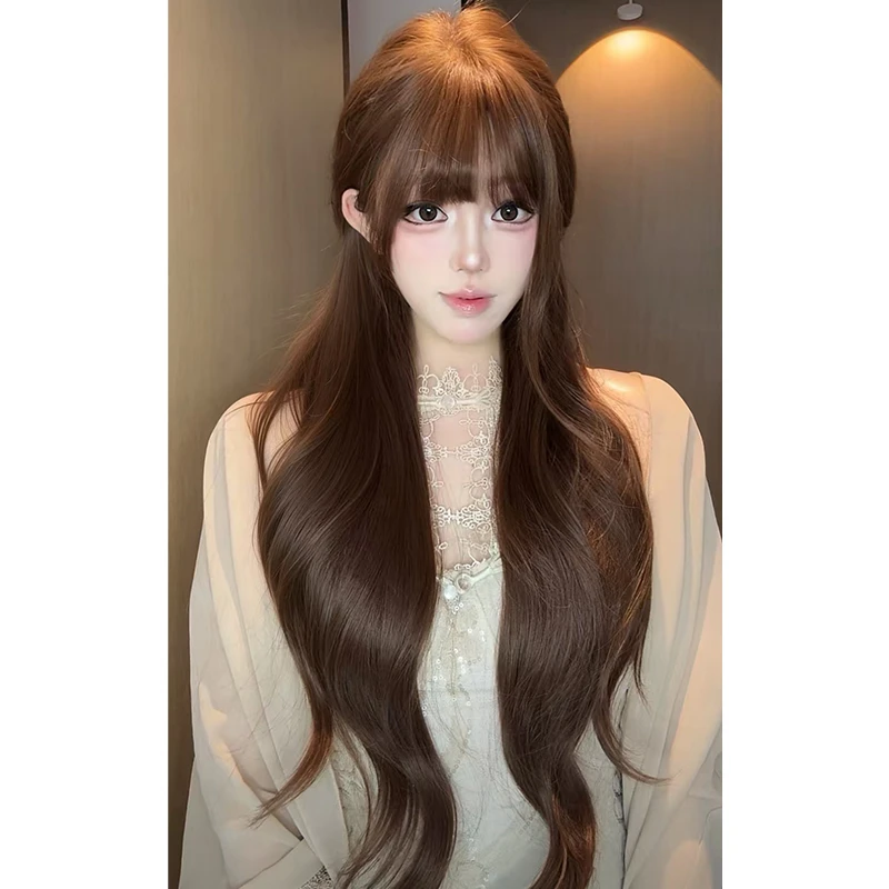 【泷奈·棕】福利款仿递针大头皮防风扣氛围长卷发头套假发整顶假发