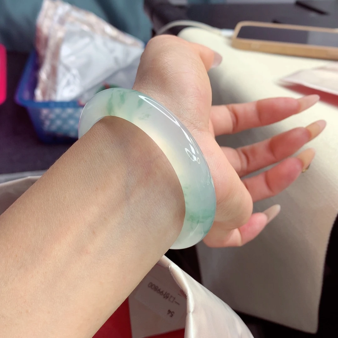 未镶嵌手镯翡翠53.8宝藏毕业 高冰起钢 小柒
