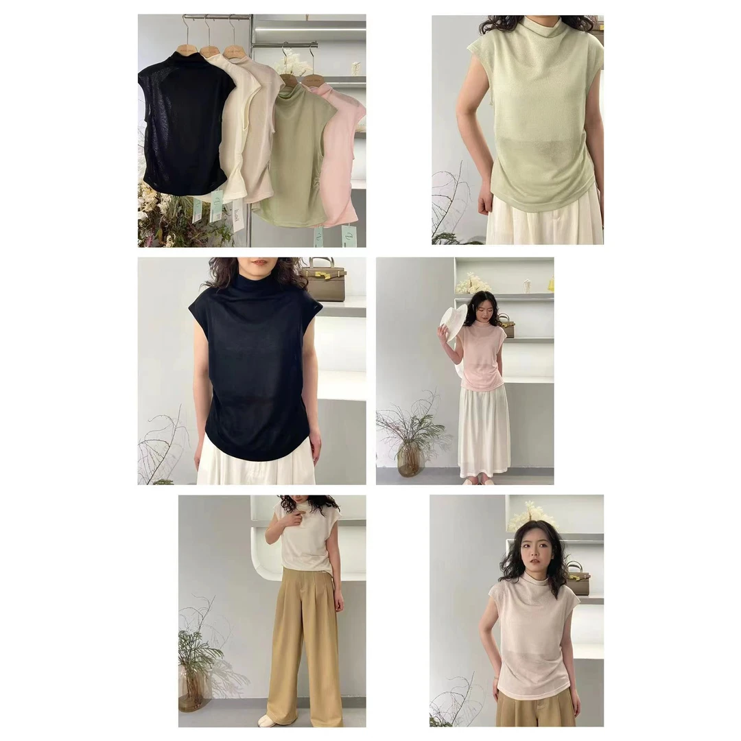 C-99半高领无袖修身T恤