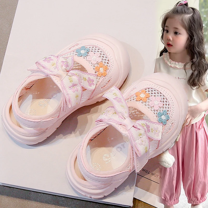 ABC女童凉鞋2025夏季新款女孩凉鞋儿童运动鞋透气镂空网面鞋女宝