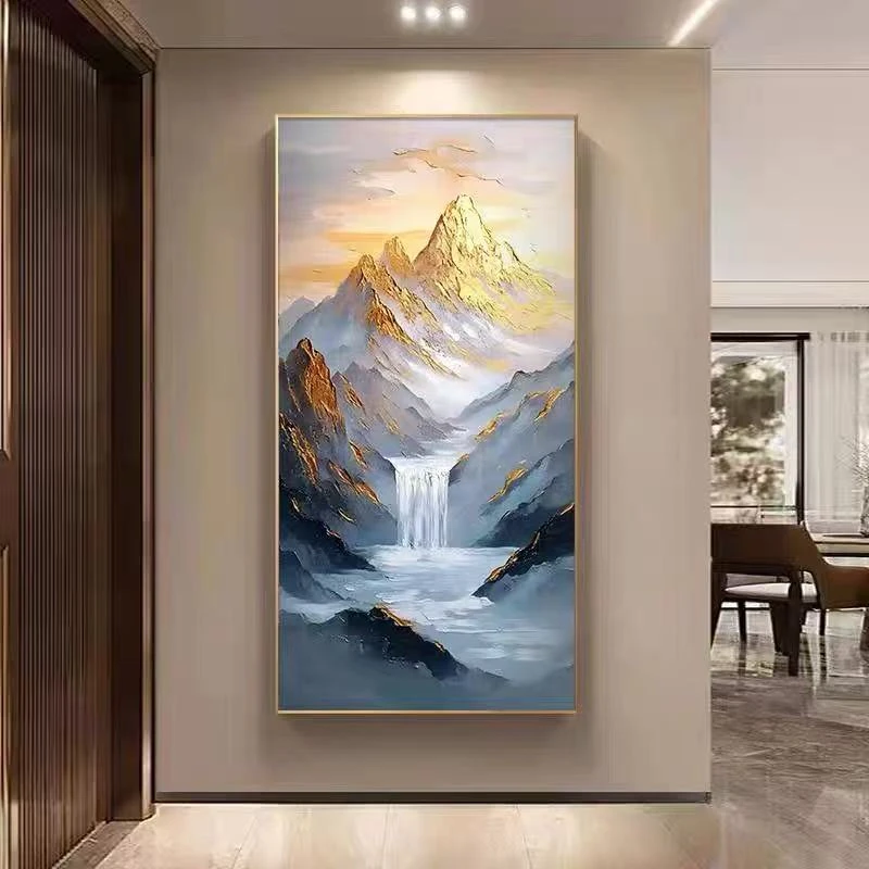 【高山流水】客厅玄关 餐厅 砂岩质感装饰画