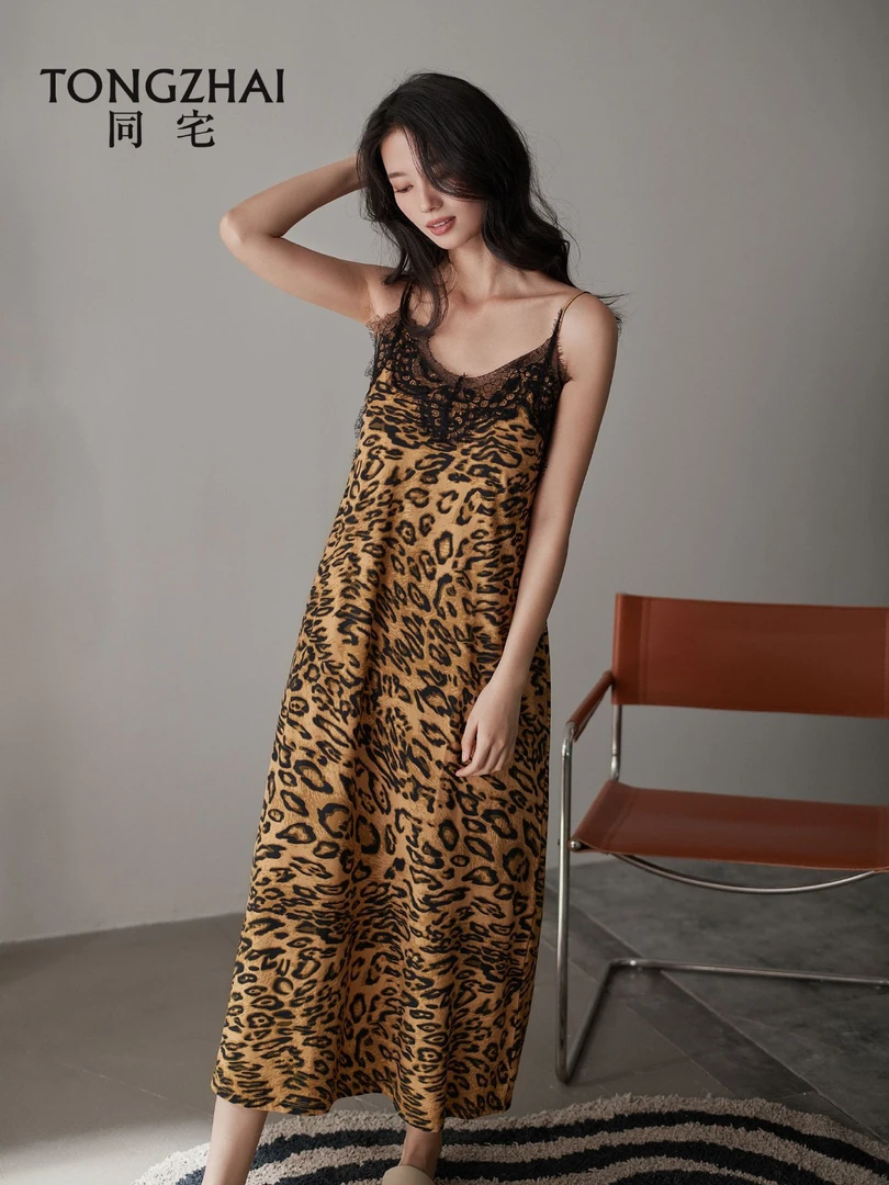 雅致内衣 | 性感豹纹吊带睡裙家居服显瘦网红款