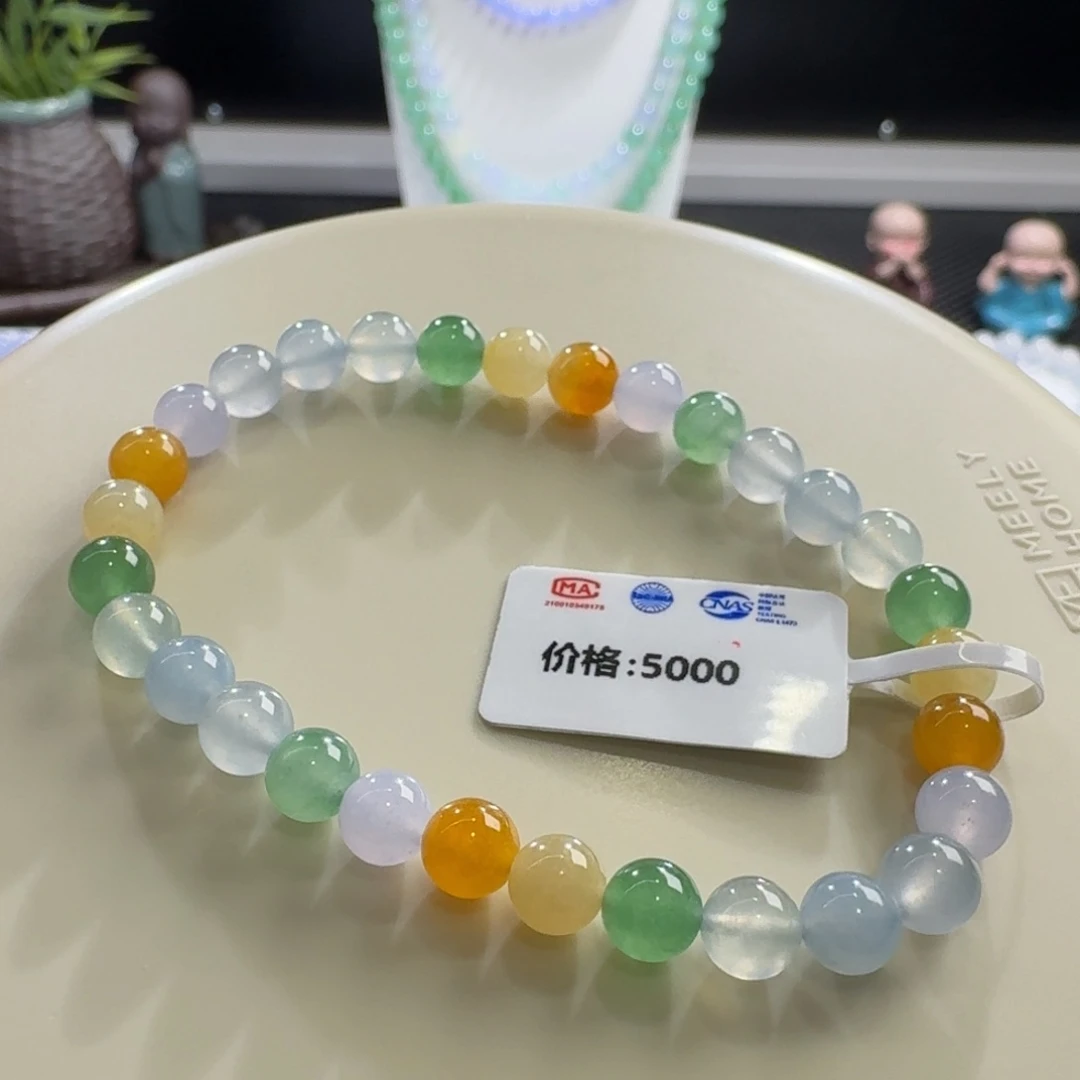 未镶嵌手链翡翠冰透胶润马卡龙卡6圈粉福利