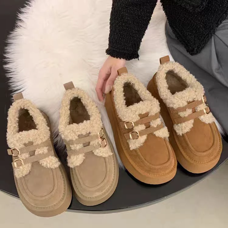 2025冬季新款勃肯鞋女加绒保暖厚底百搭休闲鞋1122