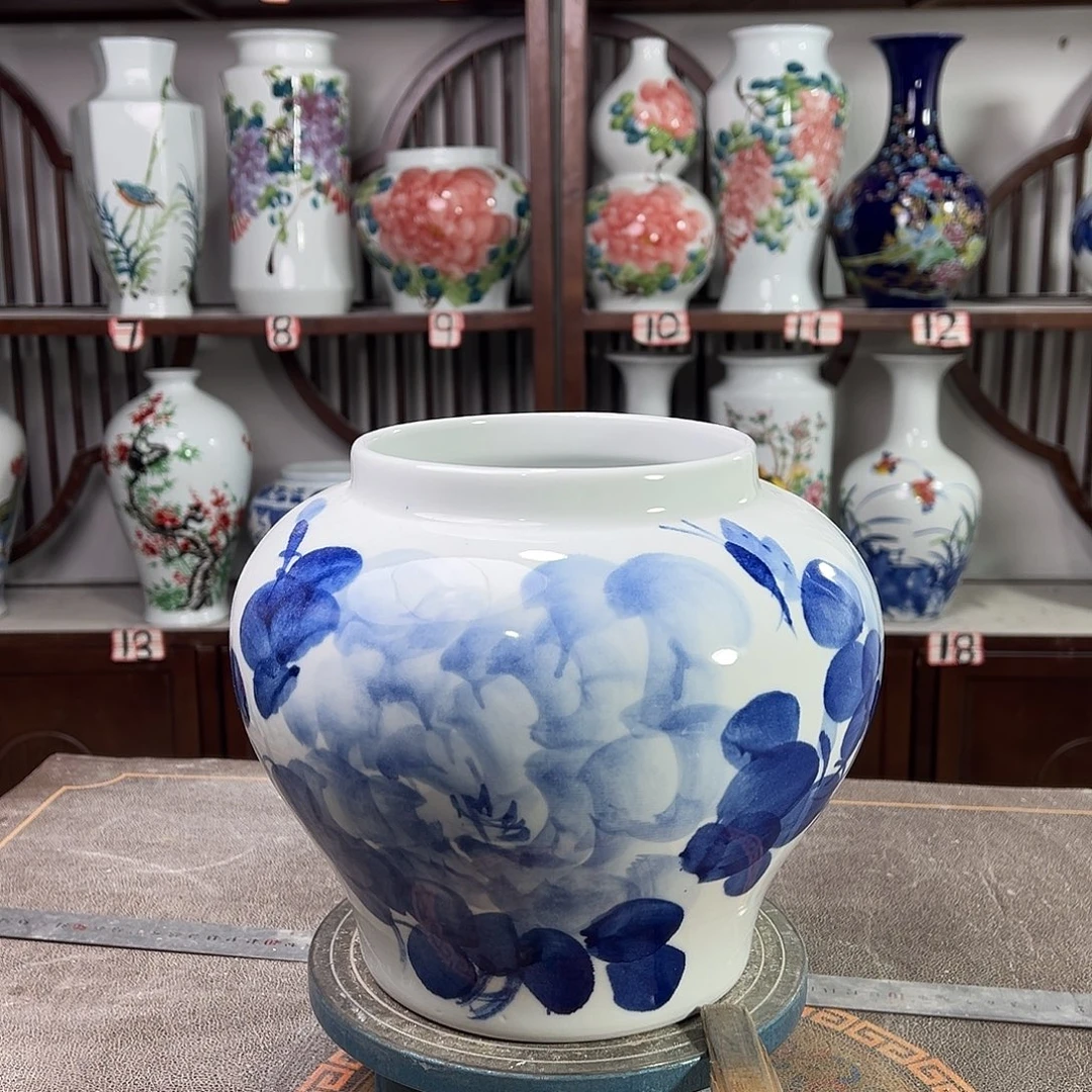 摆件陶景德镇陶瓷大口青牡