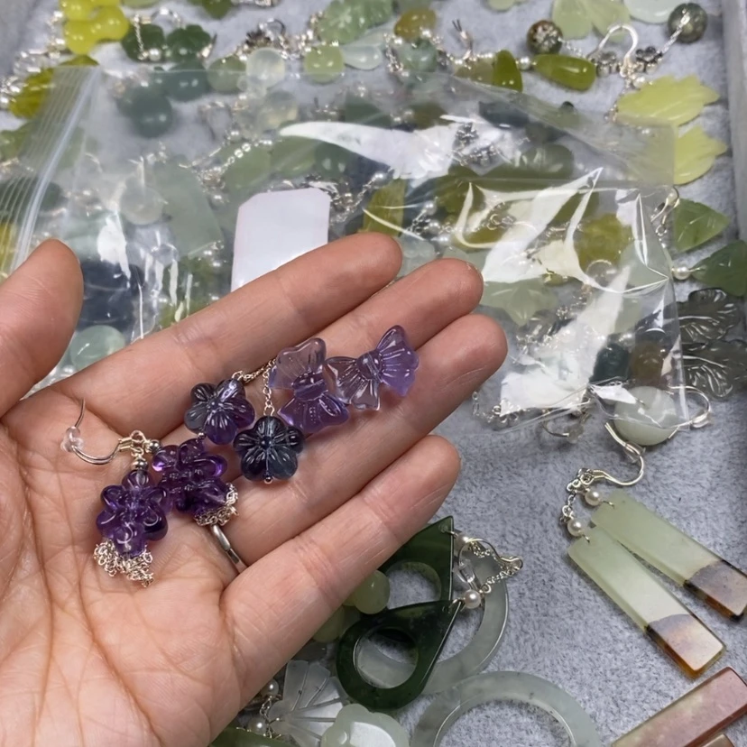 【闪购商品】萤石挂件耳饰耳环项链未镶嵌小*